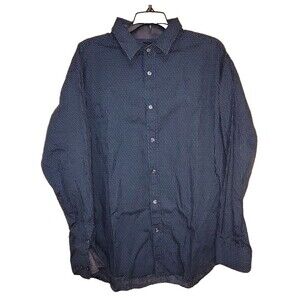 Beverly Hills Polo Club Button Up Shirt Mens XL Blue Pattern Long Sleeve